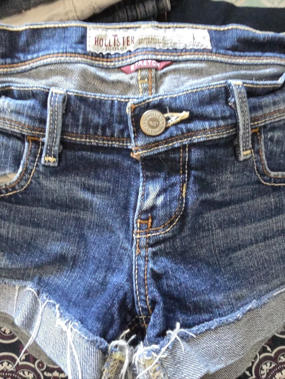 Hollister Blue Frayed Denim Shorts